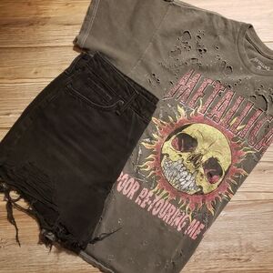 Distressed Set - Metallica Shirt & Shorts